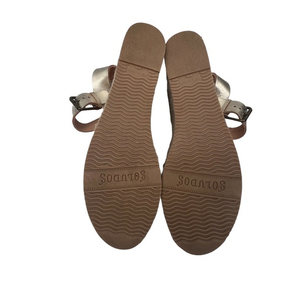 Soludos Gold Leather Platform Jute Braided Wedge Sandals Size 5.5 Women’s - Picture 7 of 7